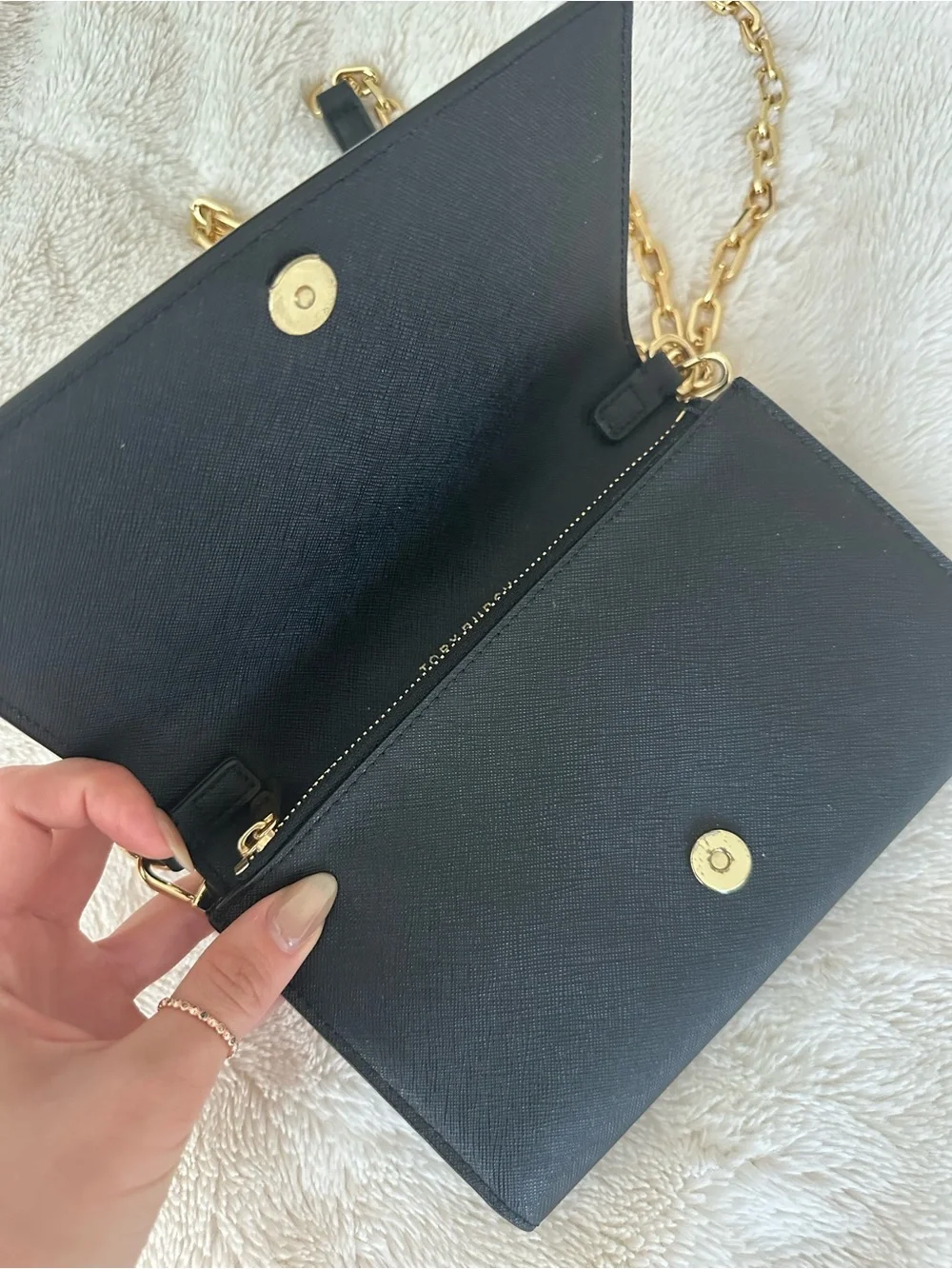 Tory Burch Black Leather Convertible Chain crossbody Bag